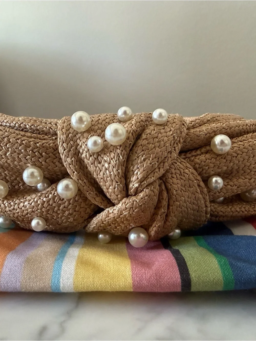 Lele Sadoughi x Atlantic Pacific Holly Raffia Pearl Headband